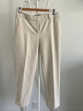 Ann Taylor Cream Straight-Leg Trousers